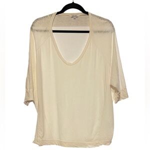 Splendid White 3/4 Sleeve Tee Relaxed Fit Scoop Neck shirt Blouse Size XL EUC